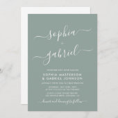 Chic Calligraphy Monogram Sage Green Wedding Einladung (Vorne/Hinten)