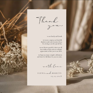 Chic Calligraphy Monogram Wedding Thank You Card  Dankeskarte