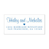 Chic Calligraphy Names Blue Wedding Rücksendeadres Permastempel (Design)