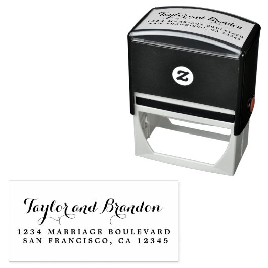 Chic Calligraphy Names Wedding Rücksendeadresse Permastempel (Beispiel)