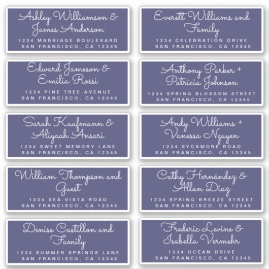Chic Calligraphy Navy Blue Guest Address Labels (Vorderseite)
