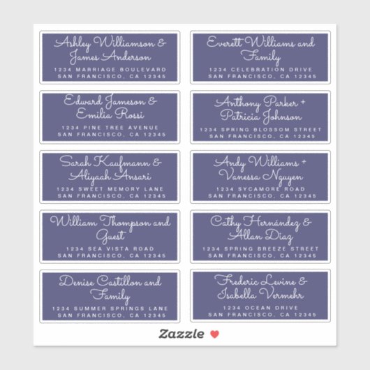 Chic Calligraphy Navy Blue Guest Address Labels (Blatt)
