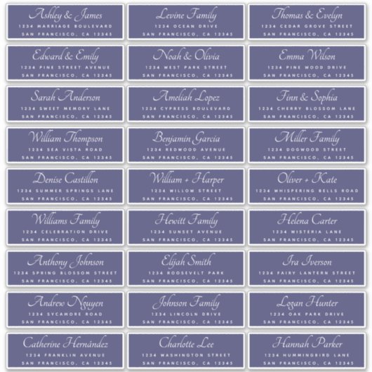 Chic Calligraphy Navy Blue Guest Address Labels (Vorderseite)