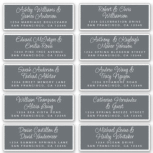 Chic Calligraphy Off-Black Guest Address Aufkleber