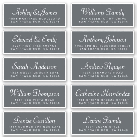 Chic Calligraphy Off-Black Guest Address Labels (Vorderseite)