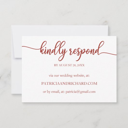 Chic Calligraphy Online Wedding RSVP Card (Vorderseite)