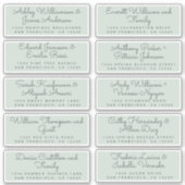Chic Calligraphy Pastel Green Guest Address Labels (Vorderseite)