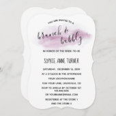 Chic Calligraphy Pink Aquarellbrunch & Bubbly Einladung (Vorne/Hinten)