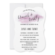 Chic Calligraphy Pink Aquarellbrunch & Bubbly