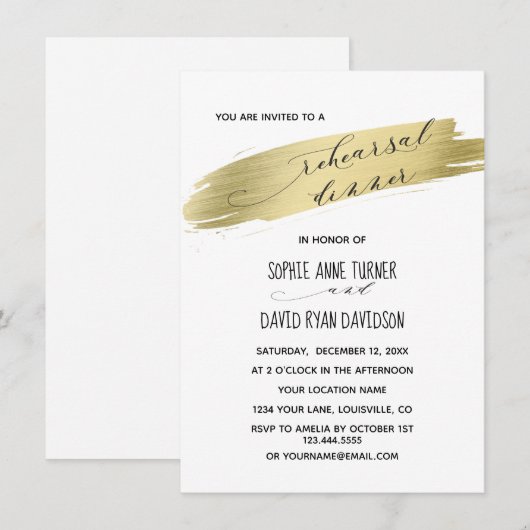 Chic Calligraphy Pink Probe Dinner Einladung (Vorne/Hinten)