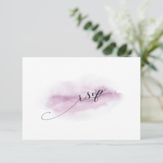 Chic Calligraphy Pink Watercolor Wedding RSVP (Stehend Vorderseite)