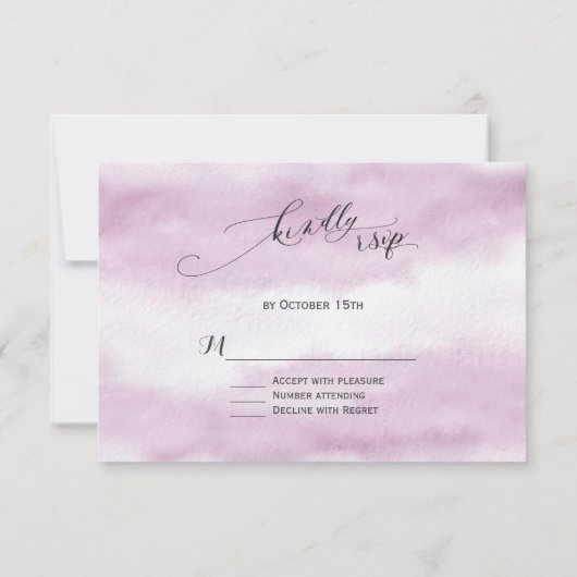 Chic Calligraphy Pink Watercolor Wedding RSVP (Rückseite)