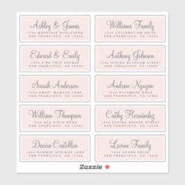 Chic Calligraphy Pink Wedding Guest Address Labels