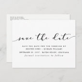 Chic Calligraphy Save the Date Ankündigungspostkarte (Vorne/Hinten)