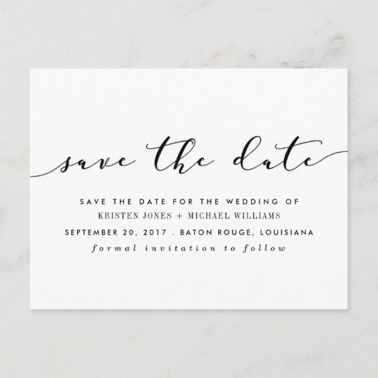 Chic Calligraphy Save the Date Ankündigungspostkarte (Vorderseite)