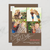 Chic Calligraphy Save the Date Postcard - braun Ankündigungspostkarte (Vorne/Hinten)