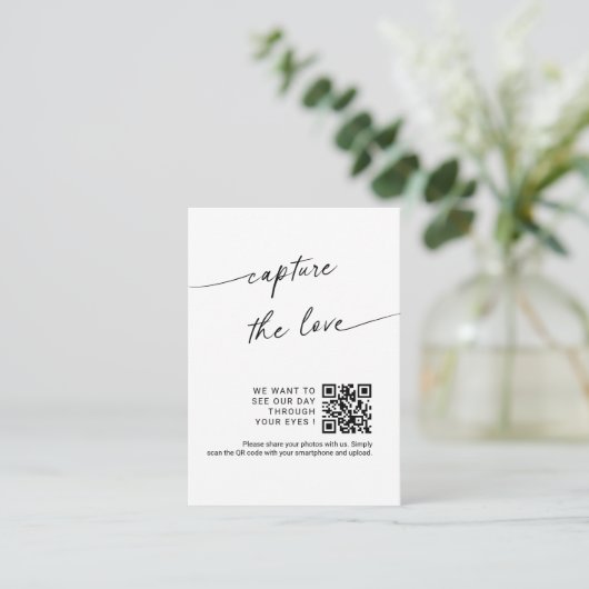 Chic Calligraphy Script Capture The Liebe QR code Begleitkarte (Stehend Vorderseite)