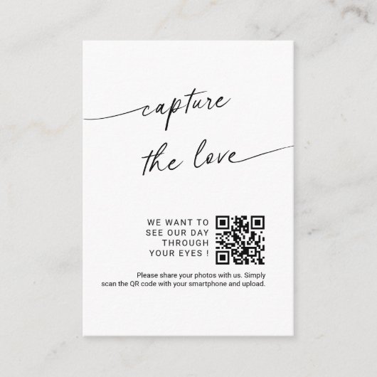 Chic Calligraphy Script Capture The Liebe QR code Begleitkarte (Vorderseite)