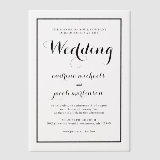 Chic Calligraphy Script Classic Wedding Pergament Einladungen (Vorderseite)