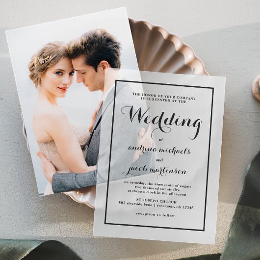 Chic Calligraphy Script Classic Wedding Pergament Einladungen