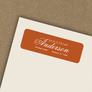 Chic Calligraphy Script Dark Orange Rücksendeadres
