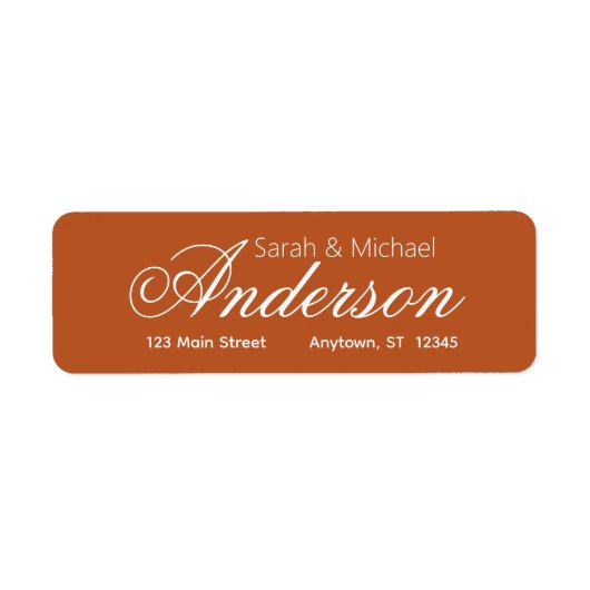 Chic Calligraphy Script Dark Orange Rücksendeadres (Vorne)