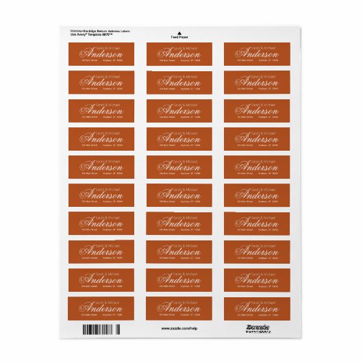 Chic Calligraphy Script Dark Orange Rücksendeadres (Vorne)