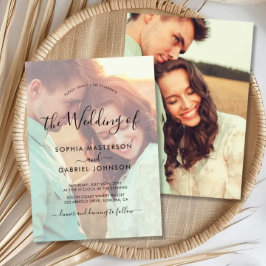 Chic Calligraphy Script Foto Overlay Einladung