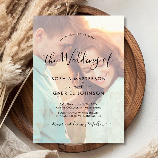 Chic Calligraphy Script Foto Overlay Einladung