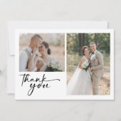 Chic Calligraphy Script Foto Wedding Dankeskarte (Vorderseite)