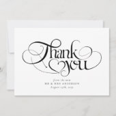 Chic Calligraphy Script Foto Wedding Dankeskarte (Vorderseite)