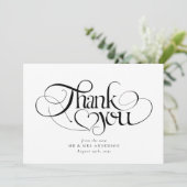 Chic Calligraphy Script Foto Wedding Dankeskarte (Stehend Vorderseite)