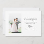 Chic Calligraphy Script Foto Wedding Dankeskarte (Rückseite)