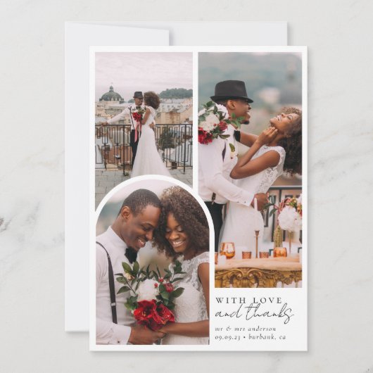 Chic Calligraphy Script Foto Wedding Dankeskarte (Vorderseite)