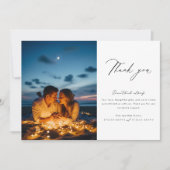 Chic Calligraphy Script Foto Wedding Dankeskarte (Vorderseite)