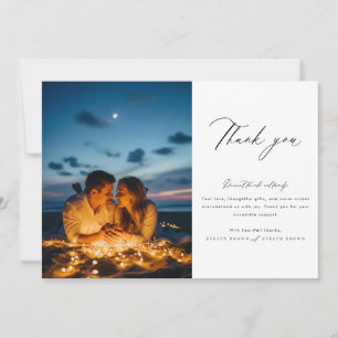 Chic Calligraphy Script Foto Wedding Dankeskarte
