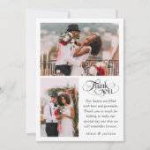 Chic Calligraphy Script Foto Wedding Dankeskarte (Vorderseite)