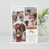 Chic Calligraphy Script Foto Wedding Dankeskarte (Stehend Vorderseite)