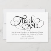 Chic Calligraphy Script Foto Wedding Dankeskarte (Vorderseite)