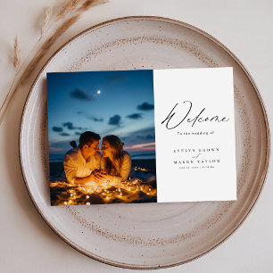 Chic Calligraphy Script Foto Wedding Dankeskarte