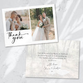 Chic Calligraphy Script Foto Wedding Dankeskarte
