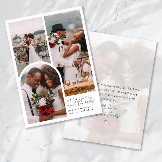 Chic Calligraphy Script Foto Wedding Dankeskarte