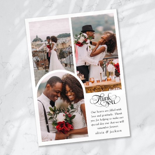 Chic Calligraphy Script Foto Wedding Dankeskarte