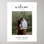 Chic Calligraphy Script Foto Wedding Welcome Sign Poster (Vorne)