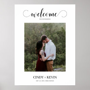 Chic Calligraphy Script Foto Wedding Welcome Sign Poster
