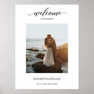 Chic Calligraphy Script Foto Wedding Welcome Sign Poster