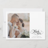 Chic Calligraphy Script Heart Foto Wedding Dankeskarte (Vorderseite)