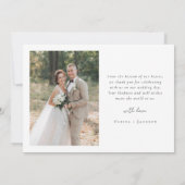 Chic Calligraphy Script Heart Foto Wedding Dankeskarte (Rückseite)