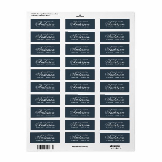 Chic Calligraphy Script Indigo Blue Rücksendeadres (Vorne)