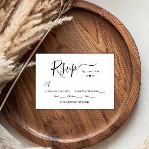 Chic Calligraphy Script Monogram Wedding RSVP Karte